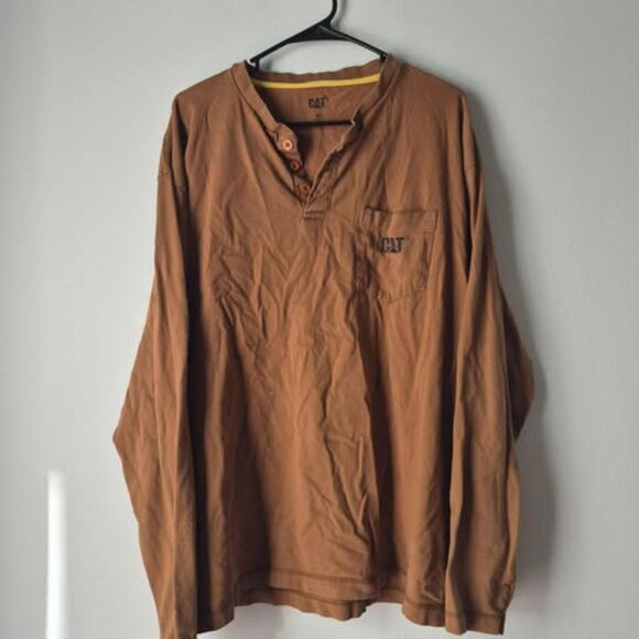 CAT Men's Work Shirt Long Sleeve Workwear Casual Button Up XL 100% Cotton - Picture 1 of 6